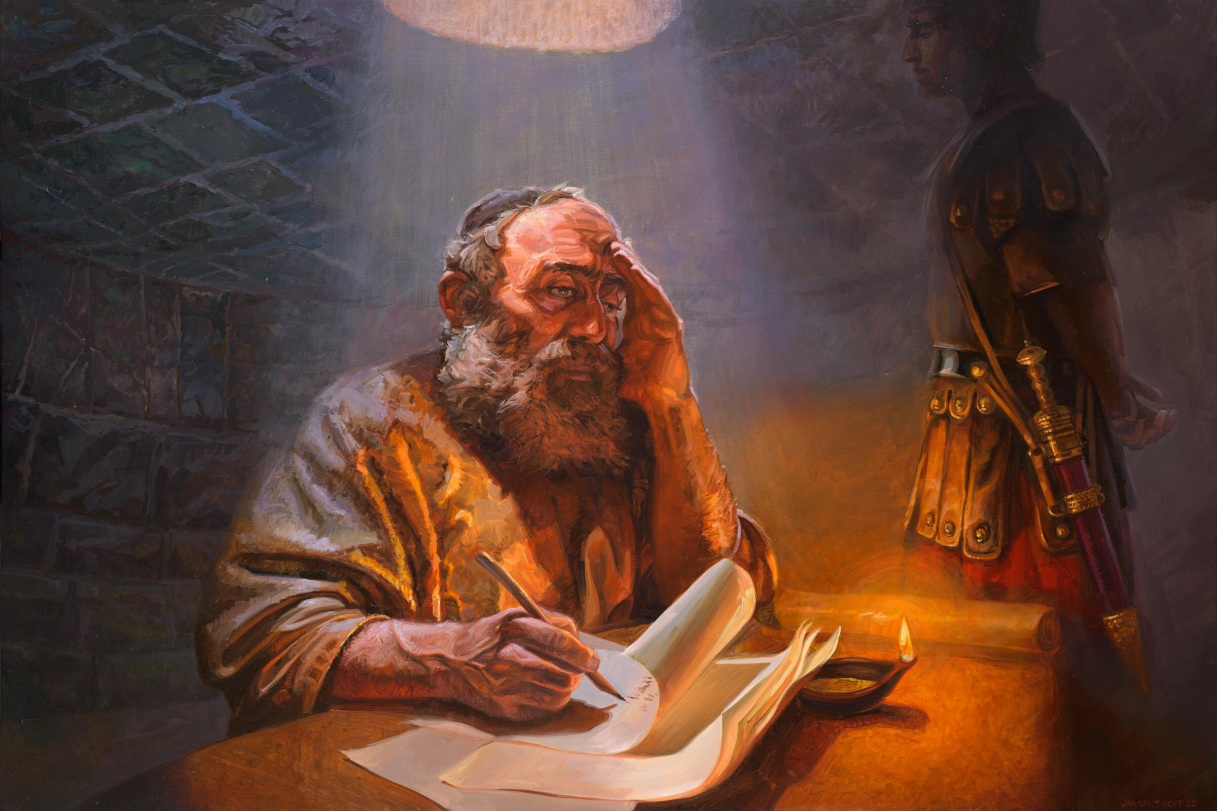 Pablo escribiendo en prisión